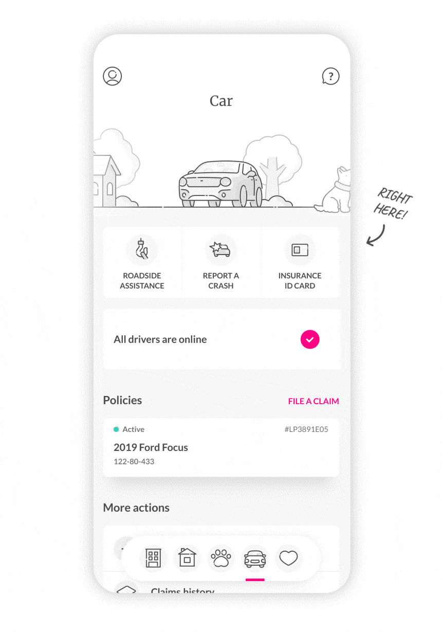 Lemonade app, car insurance id card